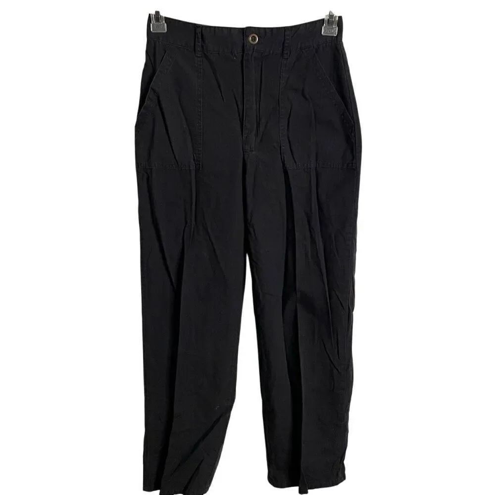 Bulldog Juniors Cotton Ripstop Cargo Pant 9 Black Straight Leg Patch Pockets